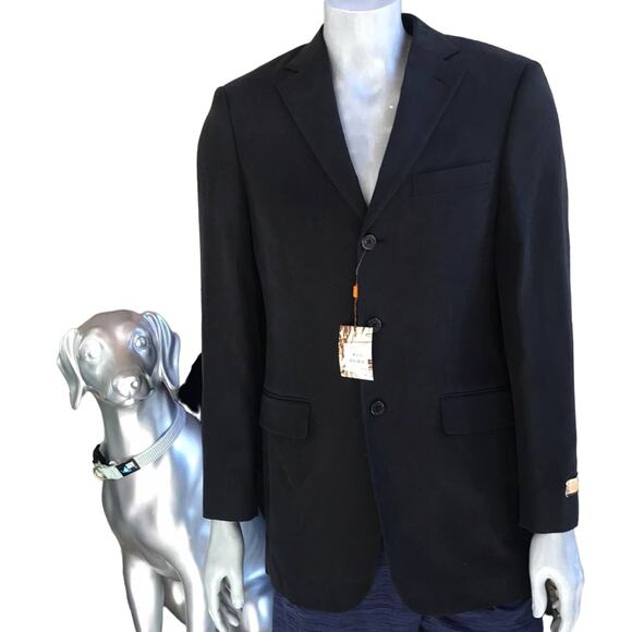 NEW Nordstrom Island Pacific 100% Silk 3 Button Black Blazer Men's Size 39L - Picture 1 of 9